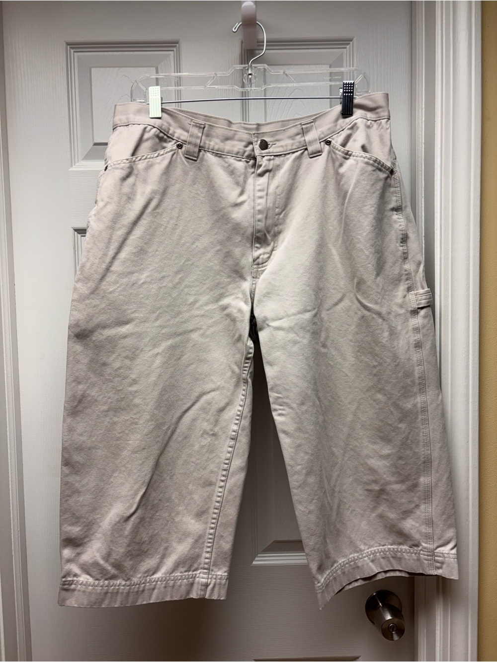 Lee Riveted Women’s Light Cream Cropped Carpenter Pants Size 16M 100% Cotton